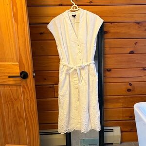 Talbots Tie Waist White Midi Dress